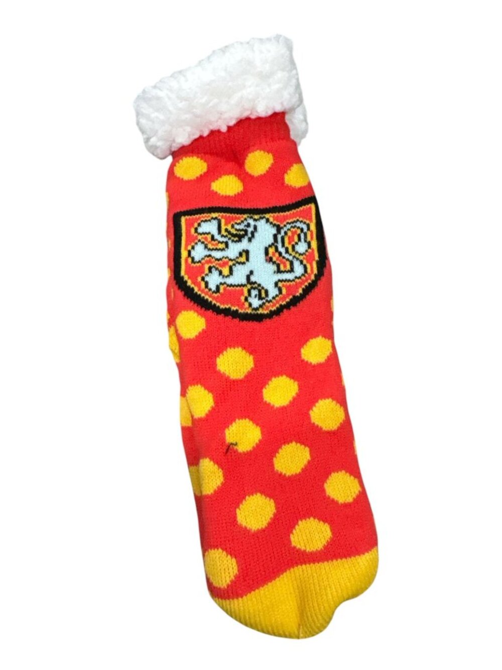 Harry Potter Gryffindor Sherpa-Lined Non-Slip Socks Red/Yellow Polka Dot Soft &